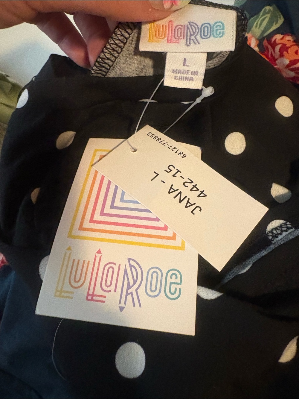 LuLaRoe Black and White Polka Dot Women’s Top - L